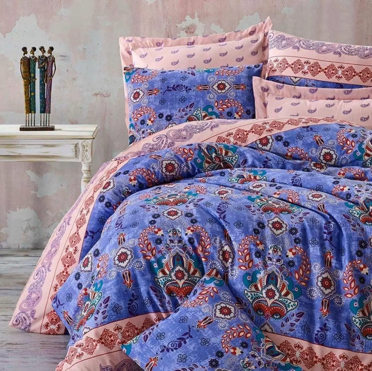 کاورست پلی کتان 2 نفره 4تیکه