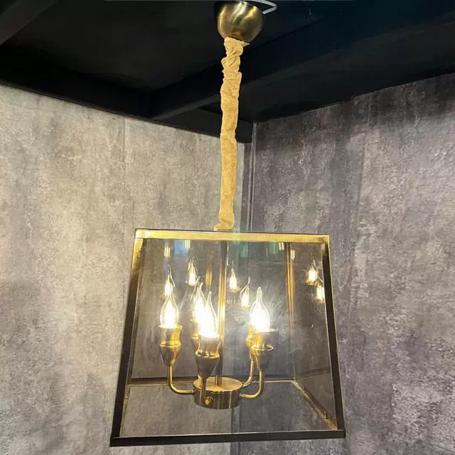 لوستر مدرن پنج شعله شیشه خور