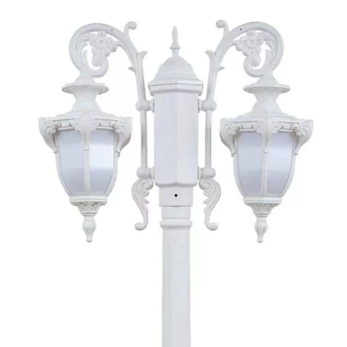 چراغ حیاطی پارکی پلاستیکی دوشاخه صدف( پلی کربنات اصلی 3 سال ضمانت )