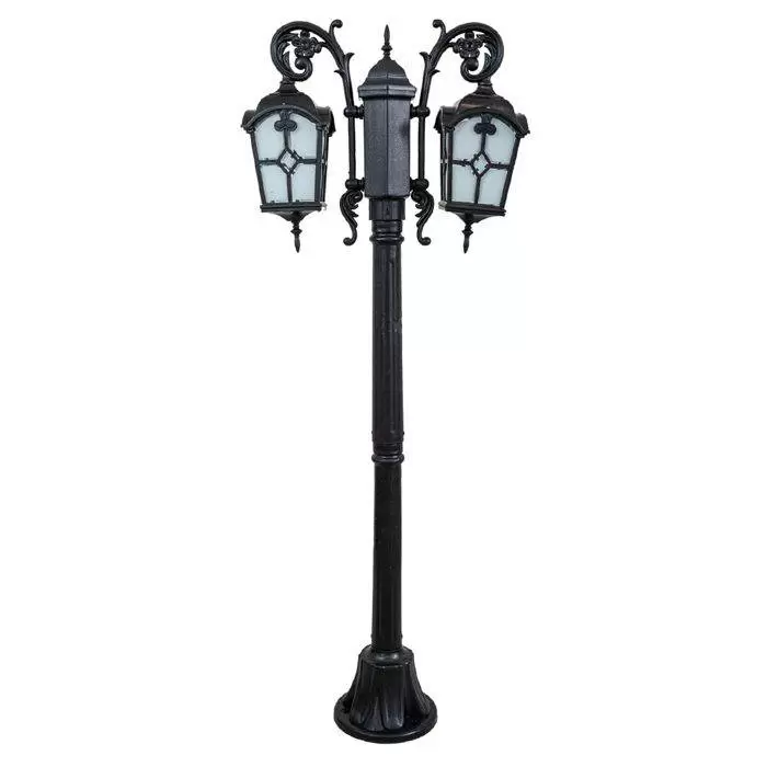 چراغ حیاطی پارکی دوشاخه پلاستیکی کلبه لوزی( پلی کربنات اصلی 3 سال ضمانت )