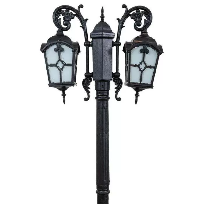 چراغ حیاطی پارکی دوشاخه پلاستیکی کلبه لوزی( پلی کربنات اصلی 3 سال ضمانت )