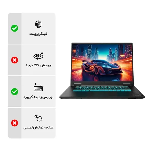 لپ تاپ 16 اینچی گیگابایت مدل Gigabyte Gaming A16 GA6H CWHI3EE864SH i7 13620H 32GB DDR5 1TB SSD 8GB RTX5070 IPS Win با گارانتی 36 ماهه شرکتی