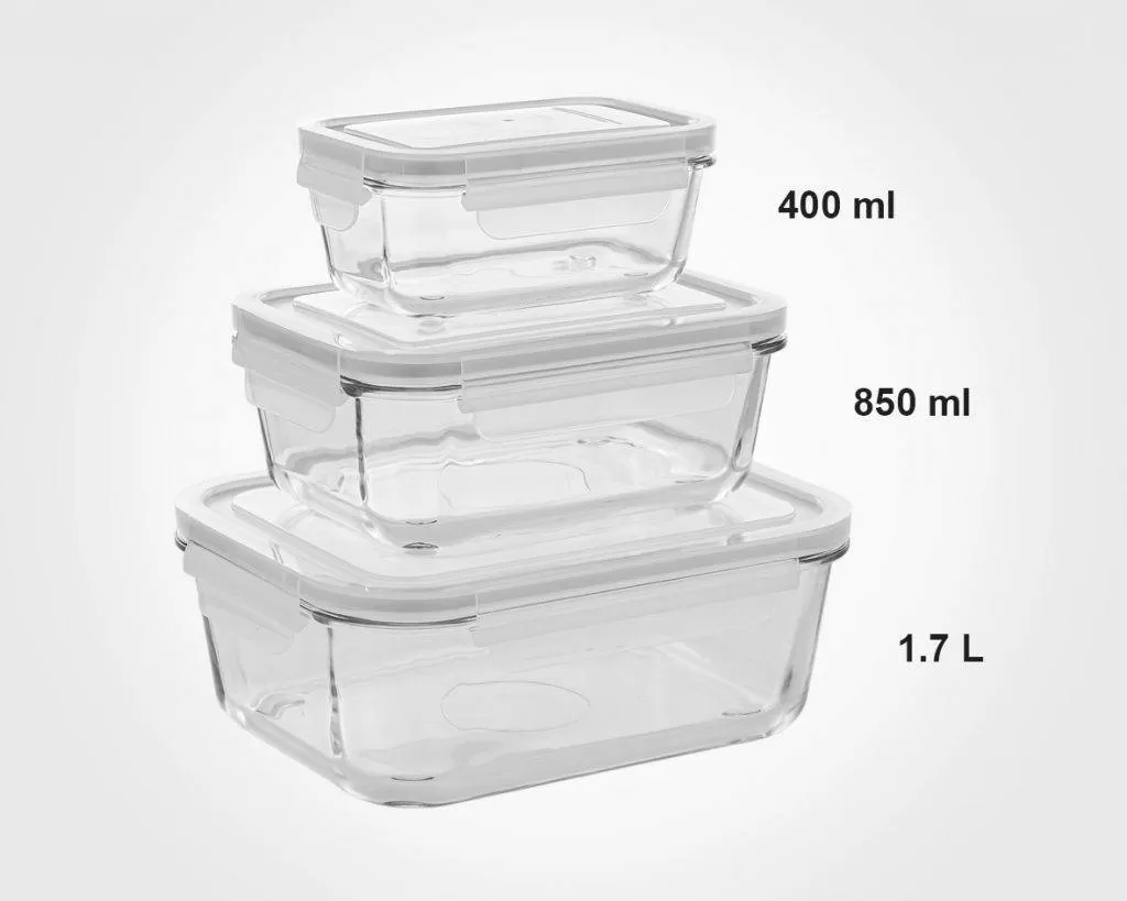 ست ظرف شیشه ای مستطیل 6 پارچه لیمون کد 1806